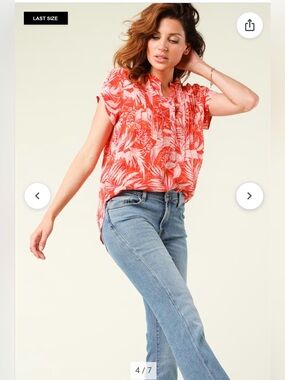 Lollys Laundry Printed Heather Red Top , size M